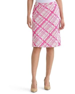 Ming Wang Plaid Knit Straight Skirt - Pink