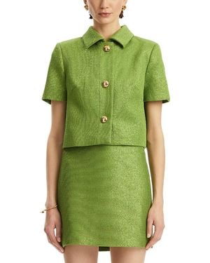 Oscar de la Renta Sequined Tweed Jacket - Green