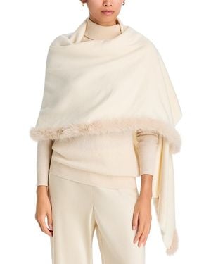 Fraas V Faux Fur Trim Wrap - Natural