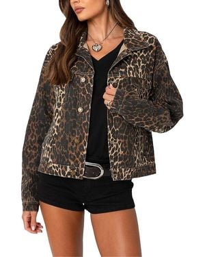 Edikted Print Denim Jacket - Black