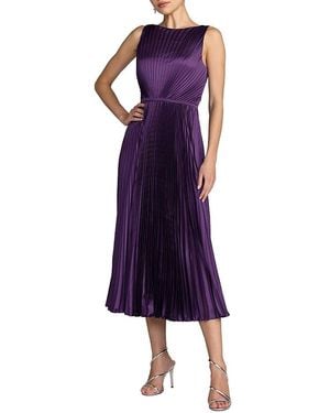 Mac Duggal Sleeveless High Neck Pleated Midi Dress - Purple