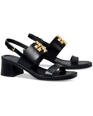 Tory Burch Eleanor Block Heel Sandals - Black
