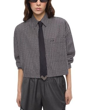 Pinko Carlina Cropped Tie Shirt - Gray
