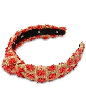 Lele Sadoughi Slim Dotted Raffia Knotted Headband - Red