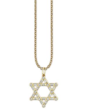 Sydney Evan 14K Baguette & Round Diamond Bezel Star Of David Charm Necklace, 0.26 Tcw - Metallic