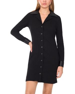 1.STATE Faux Leather Trim Mini Dress - Black