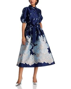 Teri Jon Jacquard Midi Dress - Blue