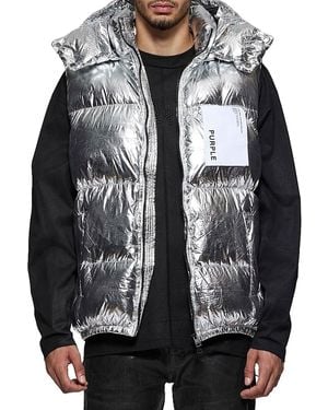 Purple Brand Foil Puffer Vest - Black