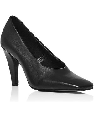Aqua Dina Leather Square Toe Pumps - Black
