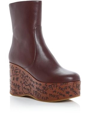 Chloé Maxime Platform Wedge Booties - Brown
