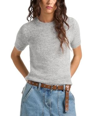 Michael Kors Fluffy Short Sleeve Sweater - Gray