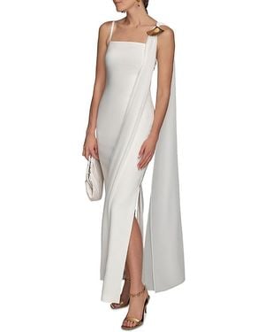 Donna Karan Sash Square Neck Gown - White