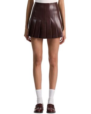 Alice + Olivia Carter Faux Leather Pleated Mini Skirt - Brown
