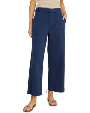 NIC+ZOE Highland Soft Stretch Wide Leg Belted Ankle Pants - Blue