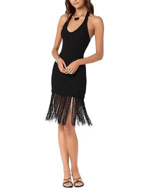 Astr Kate Fringe Hem Sweater Dress - Black