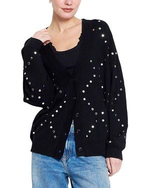 Central Park West Felix Long Studded Cardigan - Black