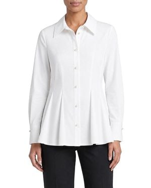 Ming Wang X Anna Marie Peplum Stretch Cotton Blouse - White
