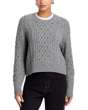 Rag & Bone Liz Beaded Wool Crewneck Sweater - Gray