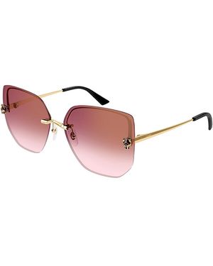 Cartier Panthere Light 24K Plated Square Sunglasses, 63Mm - Pink