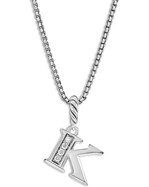 David Yurman Pave Initial Pendant Necklace - Metallic