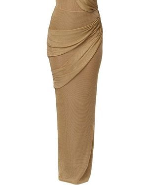 JLUXLABEL Opulent Metallic Maxi Skirt - Natural