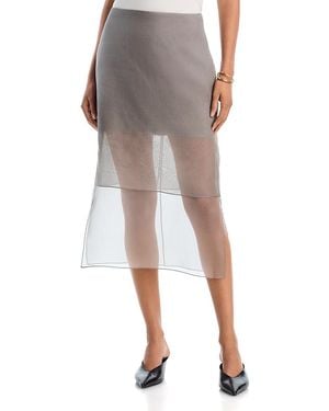 Brandon Maxwell Brett Silk Sheer Overlay Pencil Skirt - Gray