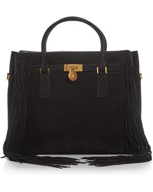 Michael Kors Hamilton Moderne Large Suede Satchel - Black