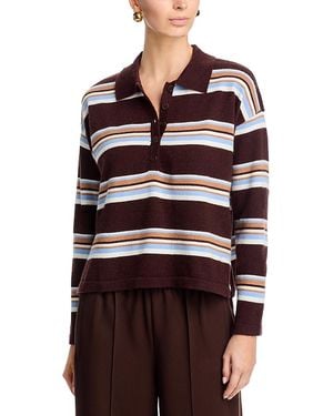 Aqua Heartloom Striped Polo Top - Red