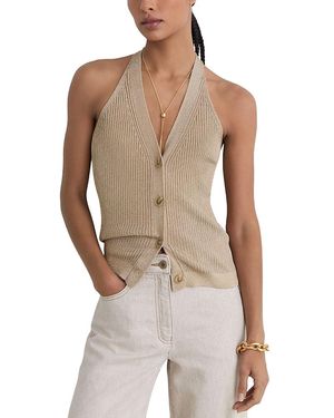 Reiss Liliana Metallic Vest - Natural