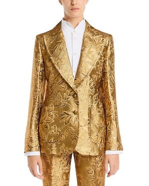Etro Peak Lapel Textured Button Front Jacket - Metallic