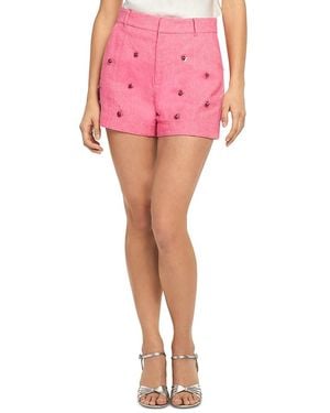 Cinq À Sept Linen & Cotton Wildflower Paillette Tora Shorts - Pink