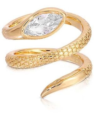 Ettika Marquise Cubic Zirconia Coiled Snake Ring - Metallic