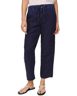 Bella Dahl Soft Linen Barrel Zip Front Pants - Blue