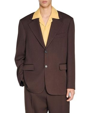 Sandro Oversized Fit Suit Jacket - Brown