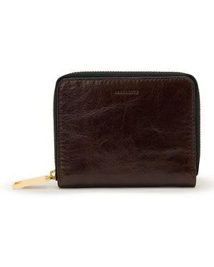 AllSaints Lena Hex Leather Zip Wallet - Brown
