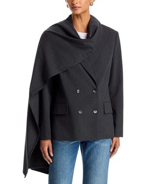 Aqua Pinstriped Scarf Blazer - Black