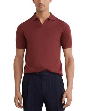 Reiss Duchie Short Sleeve Open Collar Merino Polo Shirt - Red