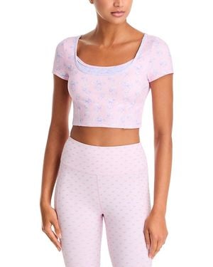 LoveShackFancy Lianelle Printed Crop Top - White