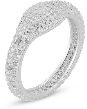 Aqua Pave Signet Dome Ring, Exclusive - White