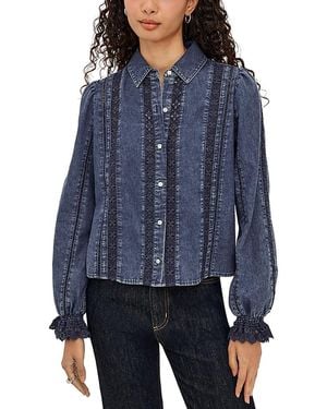 Rails Rowen Cotton Denim Eyelet Blouse - Blue
