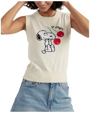 Chinti & Parker Cotton Snoopy Cherry Tank - Gray