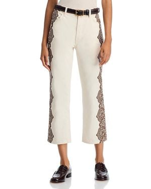 The Great The Lace Print Wayn High Rise Cropped Jeans - Natural