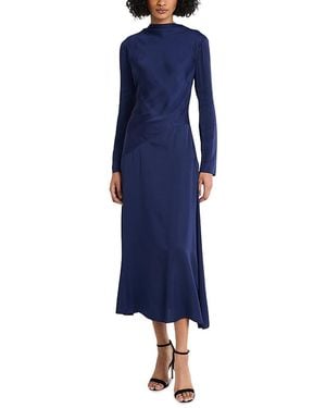 Luxely Long Sleeve Mock Neck Maxi Dress - Blue