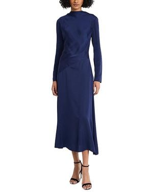 Luxely Long Sleeve Mock Neck Maxi Dress - Blue