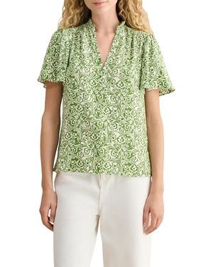 Hobbs Tania Split Neck Top - Green