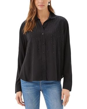Karen Kane Embellished Gemstone Button Front Shirt - Black
