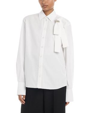Erdem Cotton Poplin Long Sleeve Shirt - White