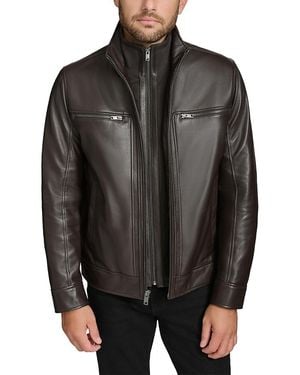 Andrew Marc Winton Leather Bomber Jacket - Black
