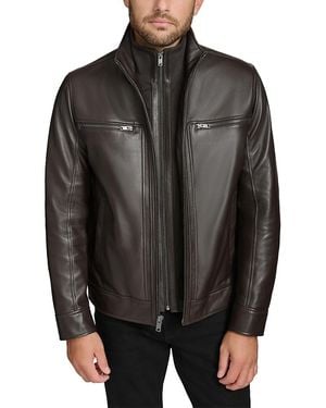 Andrew Marc Winton Leather Bomber Jacket - Black