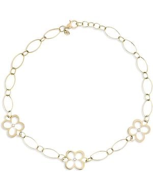 L. Klein 18K Fiore Diamond Openwork Flower Link Collar Necklace, 16-18 - Natural